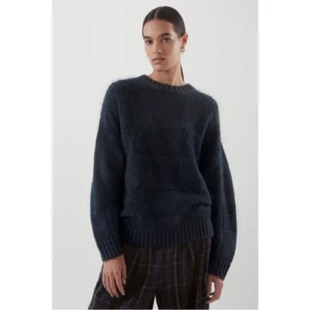 COS Navy Check Chunky Thick Sweater Size XS/S